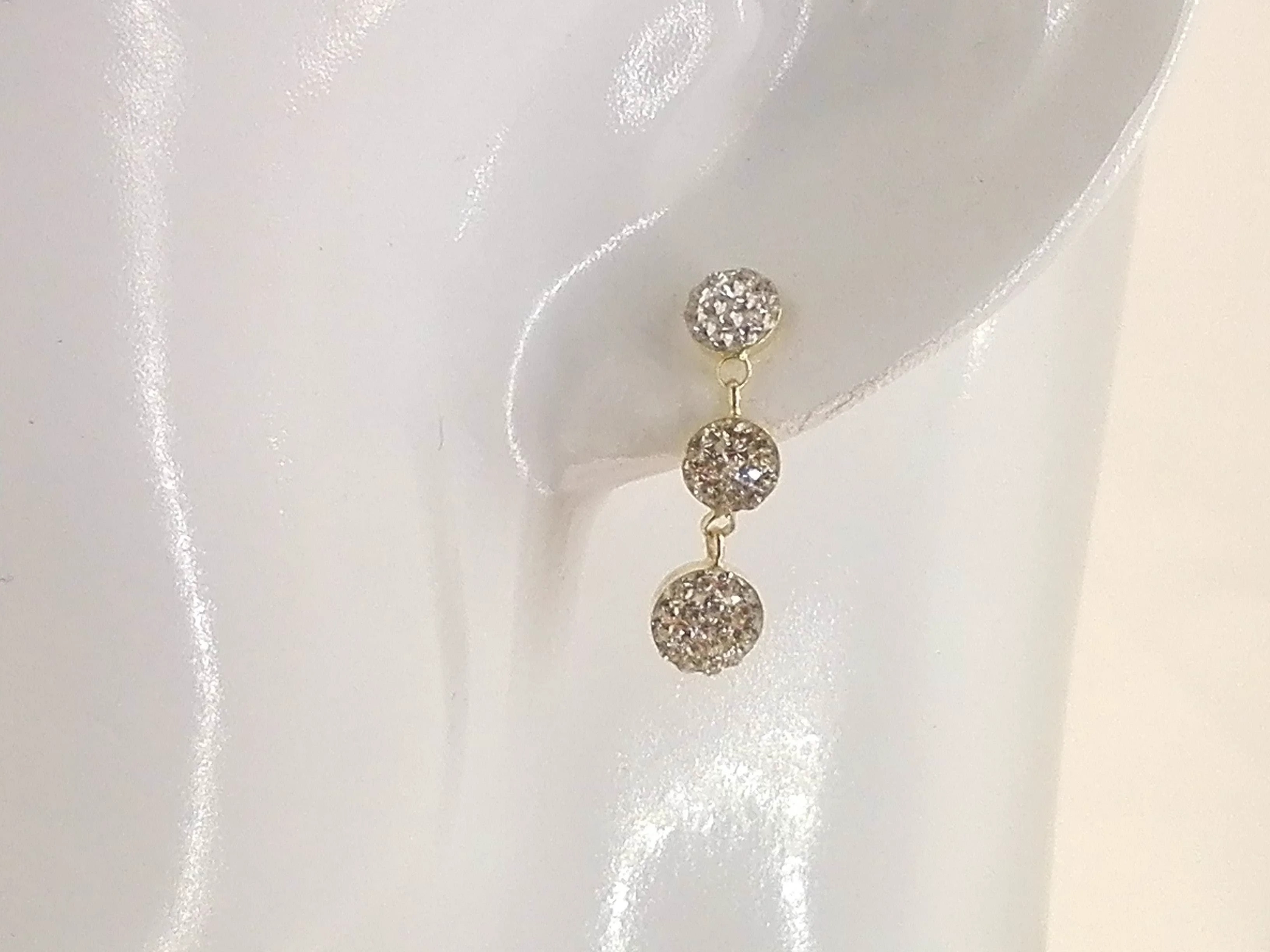 Orecchini Trilogy Donna Ragazza Oro Giallo 18 Kt Carati Ct 750 Gr 1,40 Zirconi - immagine 2
