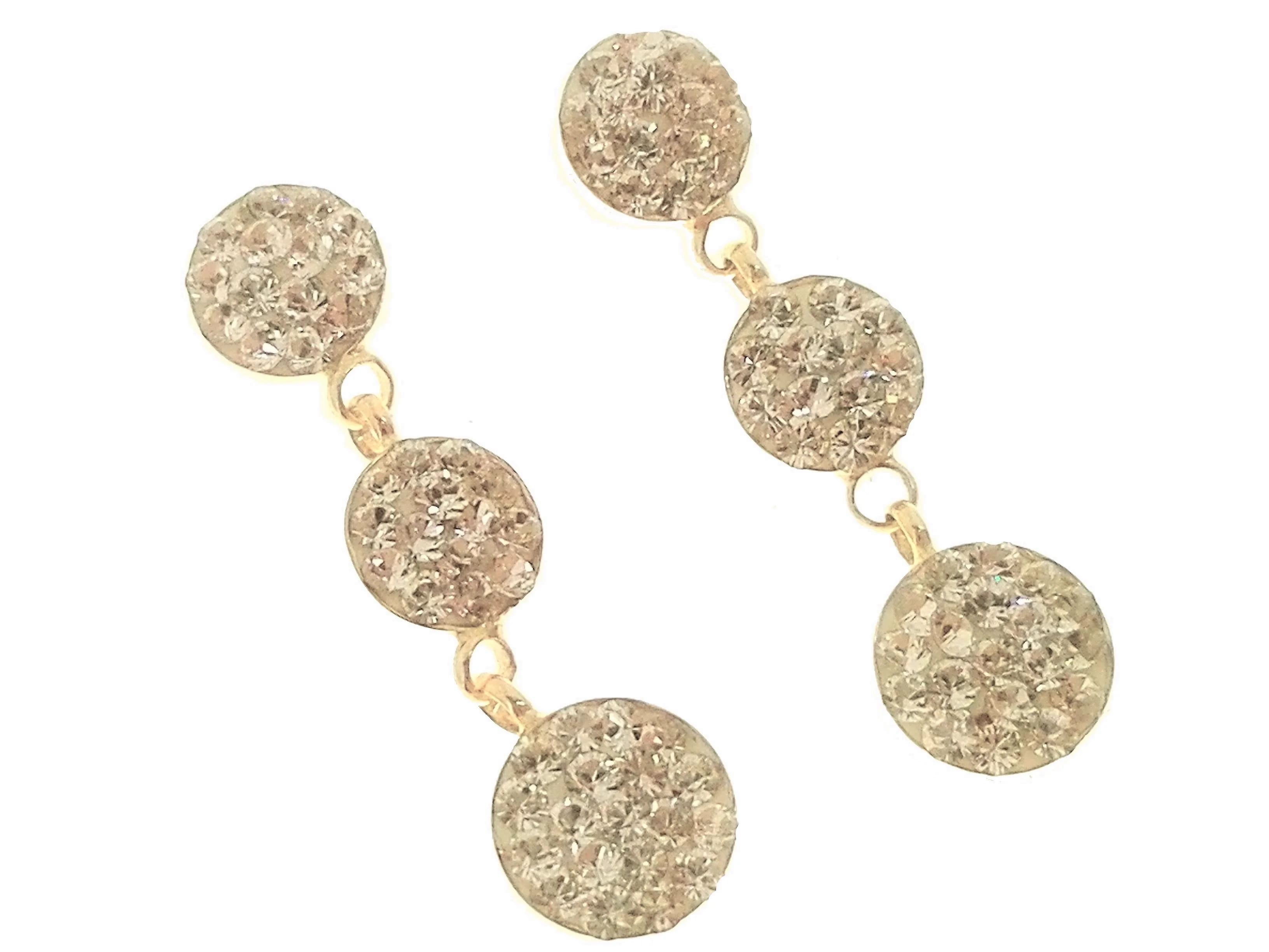 Orecchini Trilogy Donna Ragazza Oro Giallo 18 Kt Carati Ct 750 Gr 1,40 Zirconi