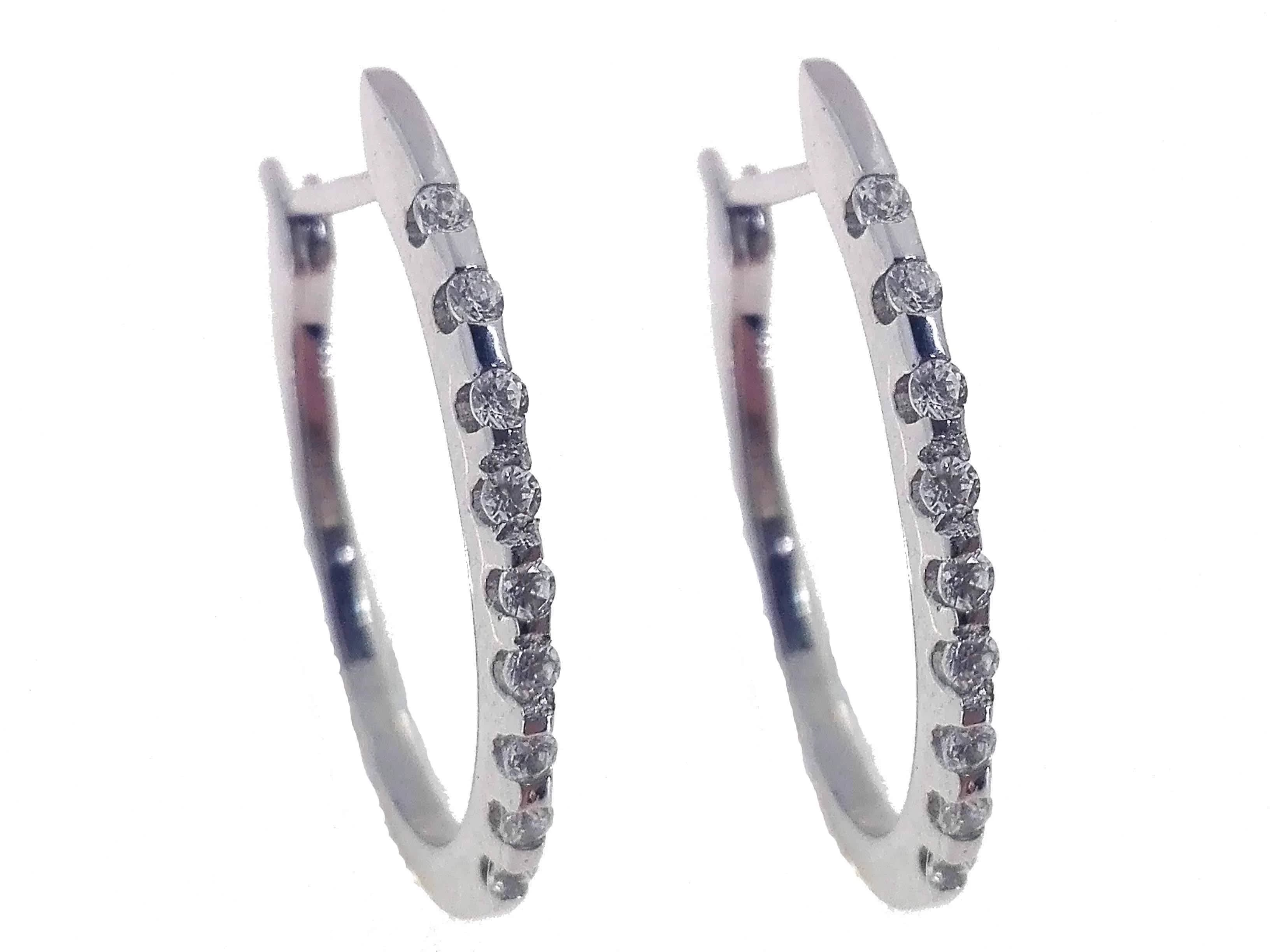 Orecchino Cerchio Donna Oro Bianco 18 KT Carati Ct 750 3,90 Gr
