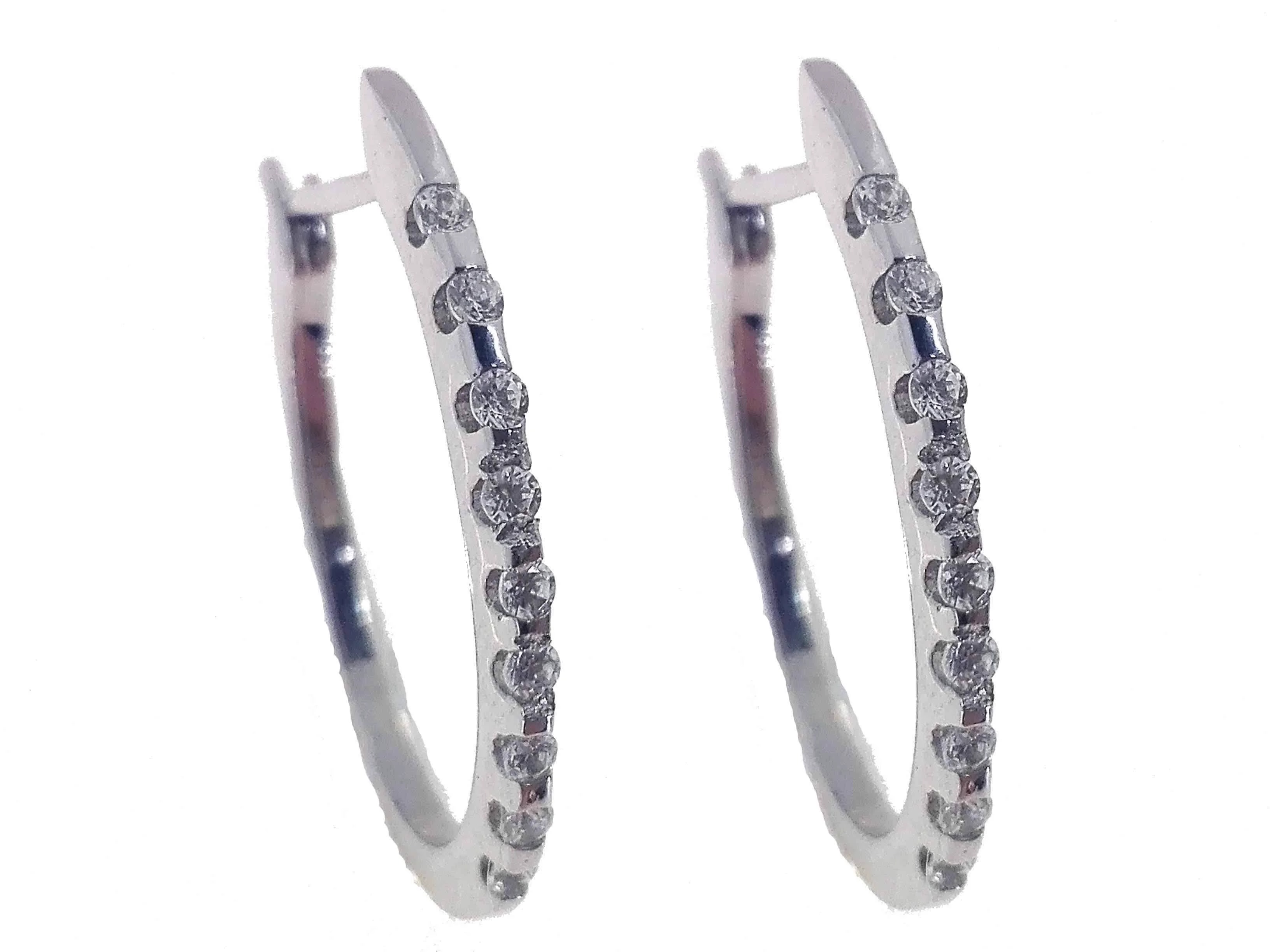 Orecchino Cerchio Donna Oro Bianco 18 KT Carati Ct 750 3,90 Gr