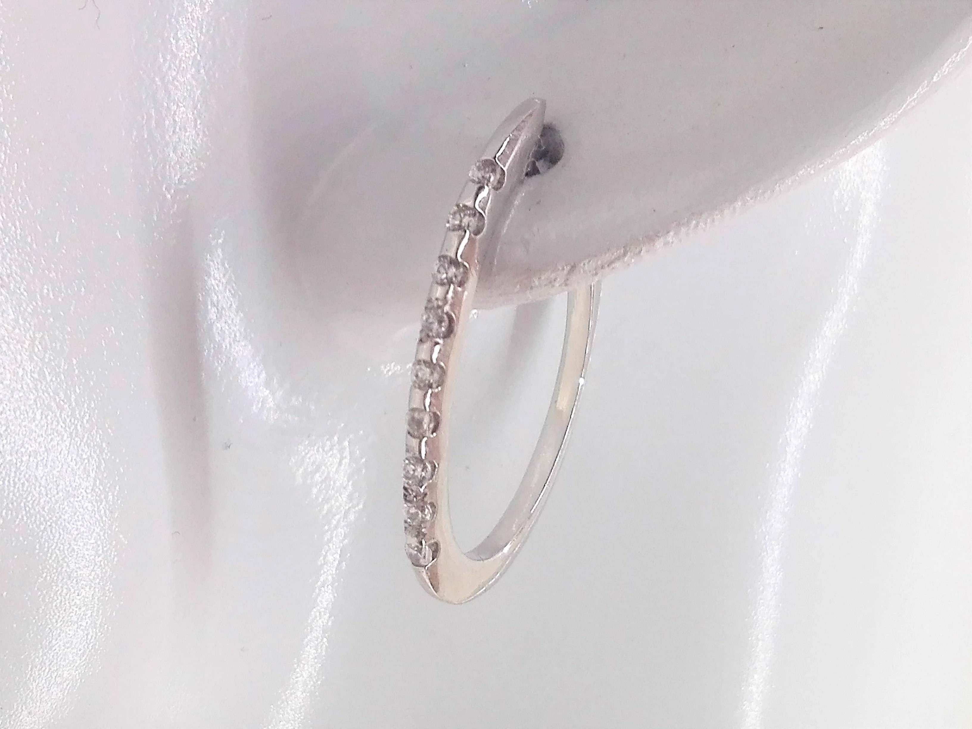 Orecchino Cerchio Donna Oro Bianco 18 KT Carati Ct 750 3,90 Gr - immagine 2
