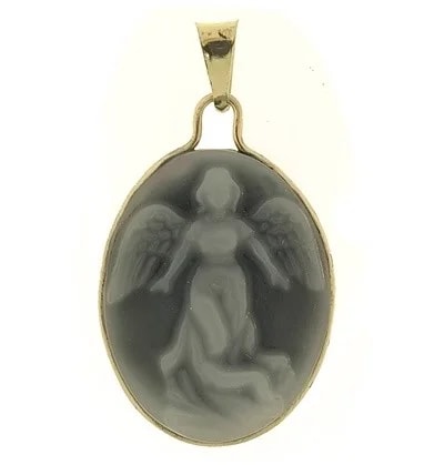 Pendente Ciondolo Cameo Cammeo Angelo Protettore oro Giallo 18 Kt Carati Ct 750