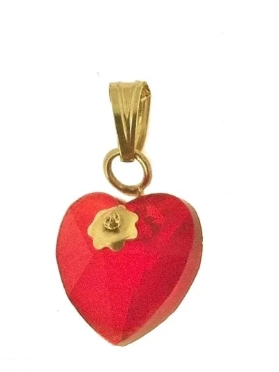Ciondolo Pendente Cuore 8 colori oro Giallo Donna 18 Kt Carati Ct 750 0,7Gr